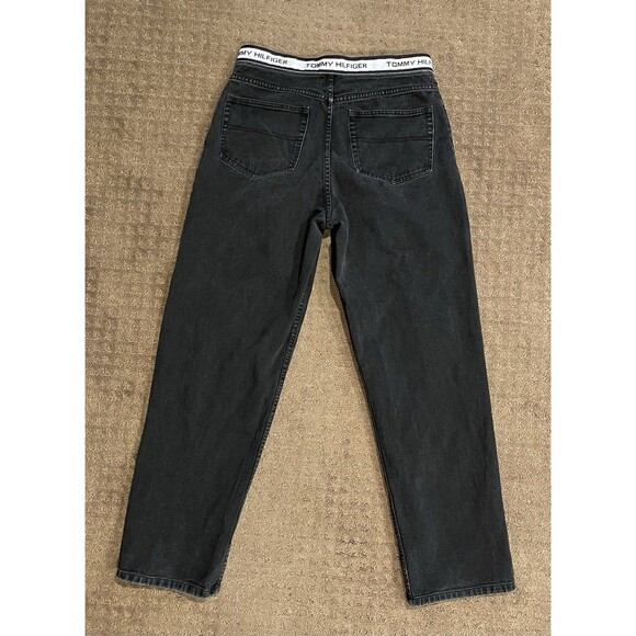 Vintage Tommy Hilfiger Jeans Men's 34x34 Black Denim Baggy Wide Leg 90s Hip Hop - Picture 2 of 6